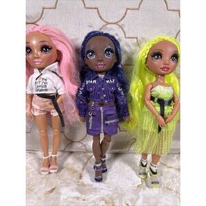 Rainbow High Lot Of 3 Dolls With Stands And Accessories